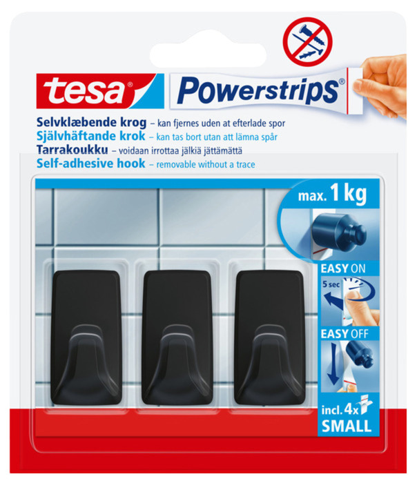 Krok Självhäftande Svart 1 kg 3-pack Tesa